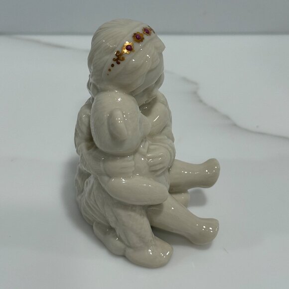 VTG 1994 Lenox China Jewels Teddy's Tired Figurine Girl Hugging Teddy Bear 4" - Picture 6 of 10